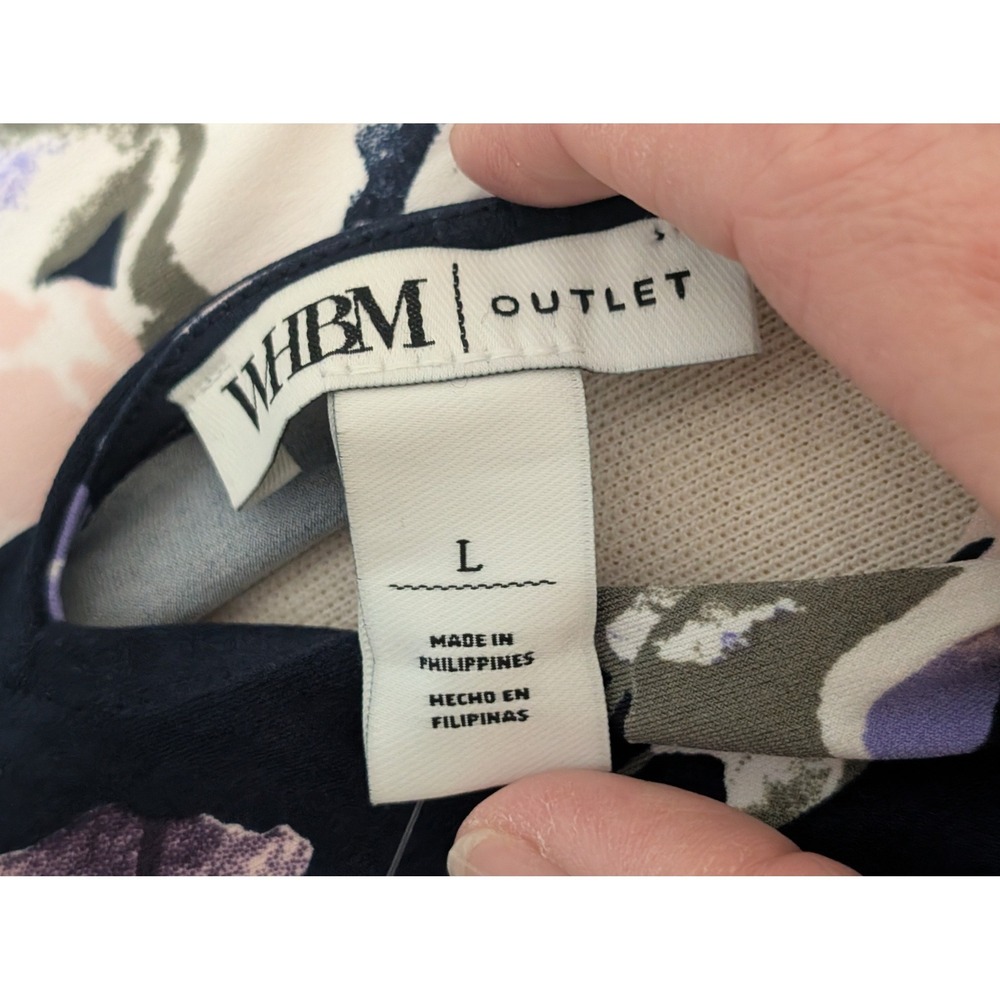 WHBM Floral Halter Blouse Keyhole Neck Banded Hem L Feminine Boho Office Blouson - Picture 10 of 13